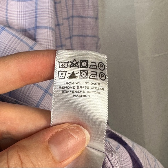 Charles Tyrwhitt Purple Lilac Check Dress Shirt Slim Fit Egyptian Cotton 16.5/33 - Picture 6 of 7